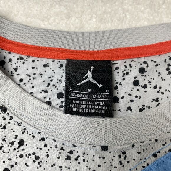 Jordan Boys Shirt Size 12-13 Jumpman Grey Blue Color Block Y2K Nike - Picture 5 of 8